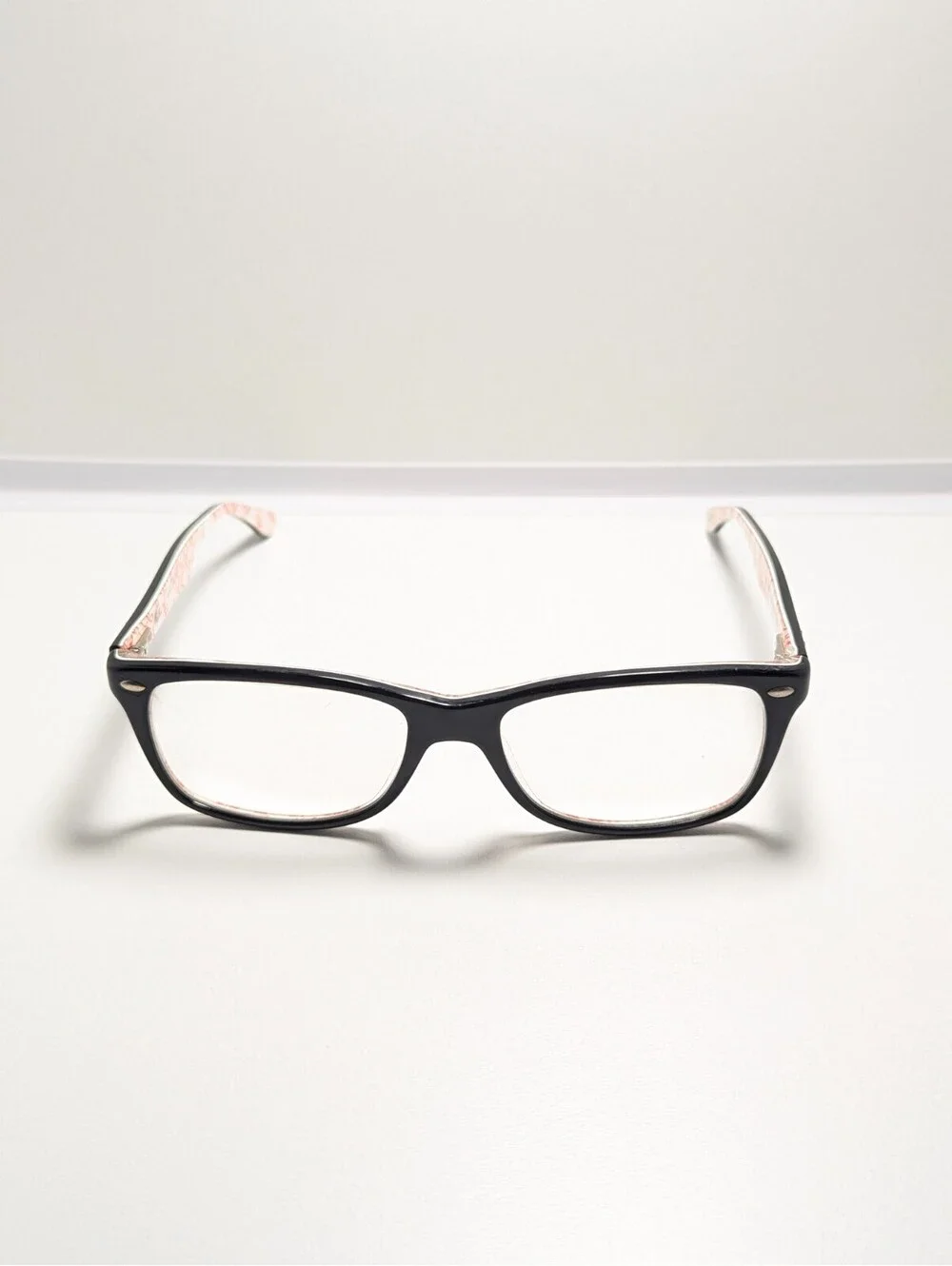 Ray-Ban RB522B Black Pink Floral Rectangle Women's Eyeglasses Frame 53-17-140